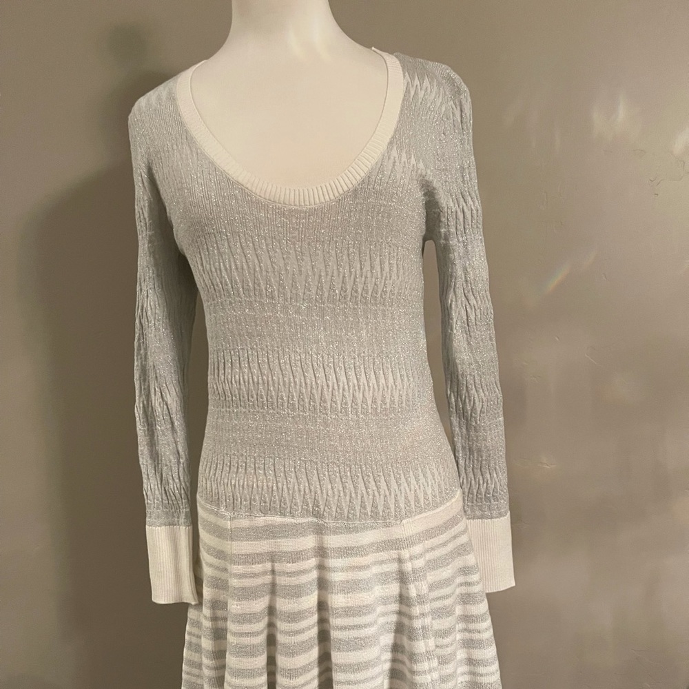 Cream and silver lightweight knit dress